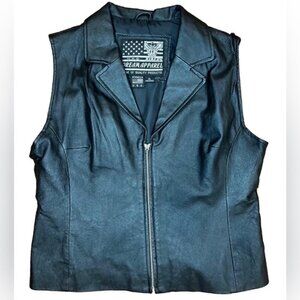 USA BIKERS DREAM APPAREL Designed in USA 🇺🇸 100% LEATHER Lined Zip Vest‎ Sz XL
